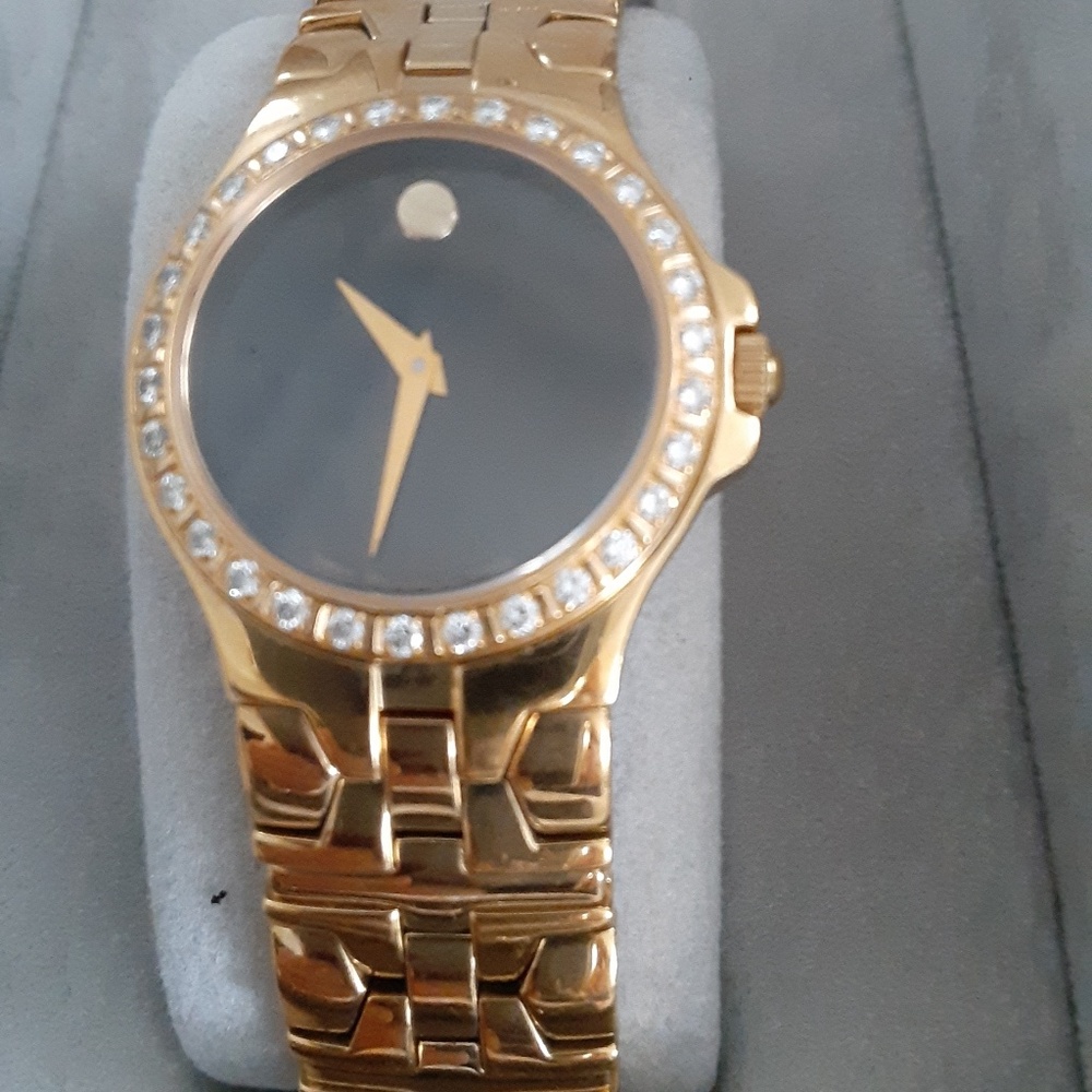 Movado gold tone diamond watch